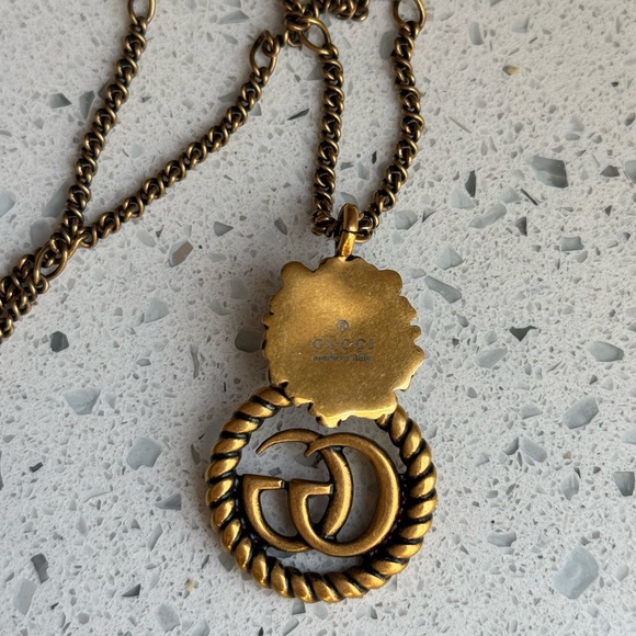 AUTHENTIC Gucci Gold Double G Lionhead Necklace - Picture 5 of 7